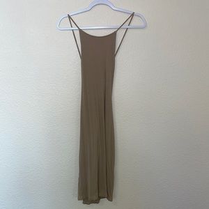 Brown Midi Backless Dress